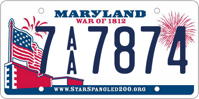 MD license plate 7AA7874