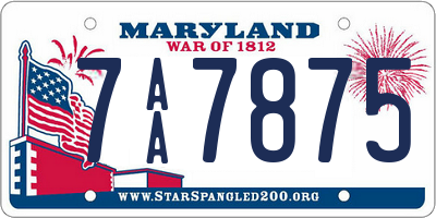 MD license plate 7AA7875