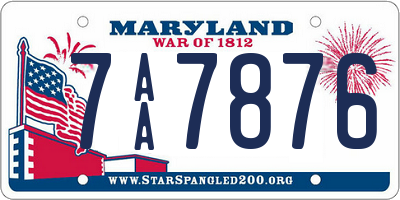 MD license plate 7AA7876