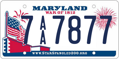 MD license plate 7AA7877