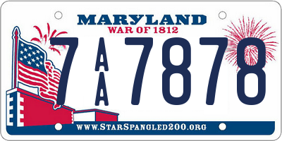 MD license plate 7AA7878