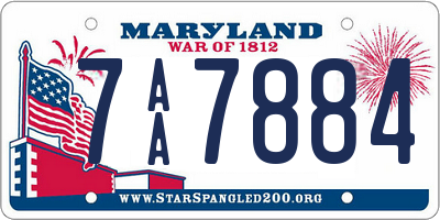 MD license plate 7AA7884