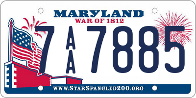 MD license plate 7AA7885