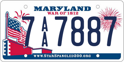 MD license plate 7AA7887