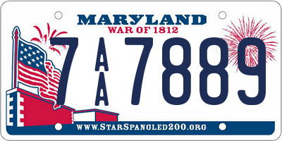 MD license plate 7AA7889