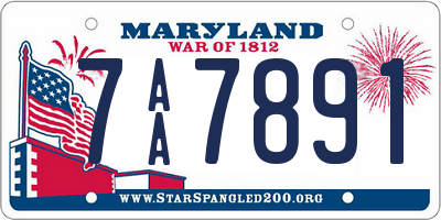 MD license plate 7AA7891