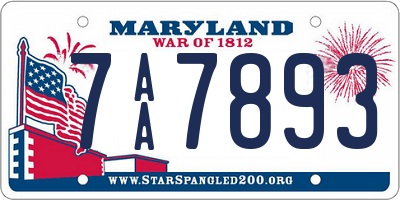 MD license plate 7AA7893