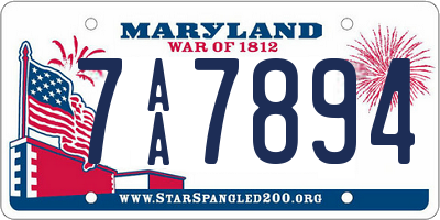 MD license plate 7AA7894