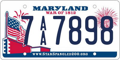 MD license plate 7AA7898