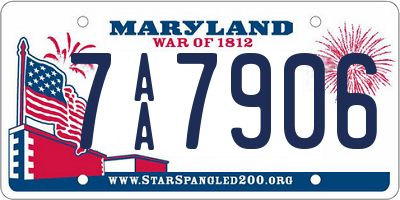 MD license plate 7AA7906