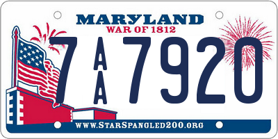 MD license plate 7AA7920