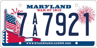 MD license plate 7AA7921