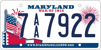 MD license plate 7AA7922