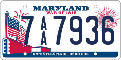 MD license plate 7AA7936