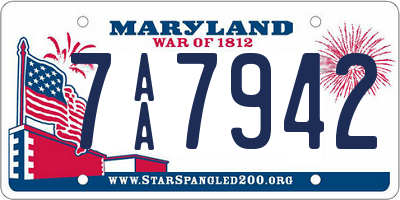 MD license plate 7AA7942