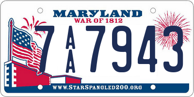 MD license plate 7AA7943