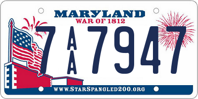 MD license plate 7AA7947