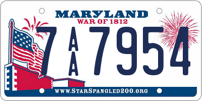 MD license plate 7AA7954