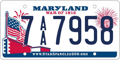 MD license plate 7AA7958