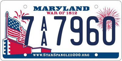 MD license plate 7AA7960