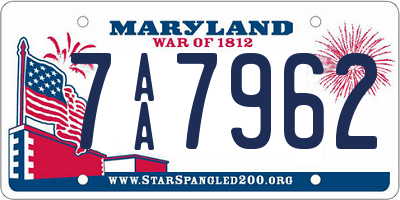 MD license plate 7AA7962