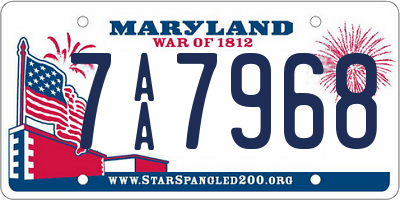 MD license plate 7AA7968