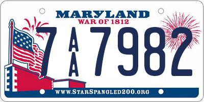 MD license plate 7AA7982