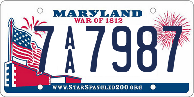 MD license plate 7AA7987