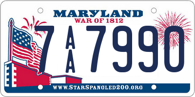 MD license plate 7AA7990