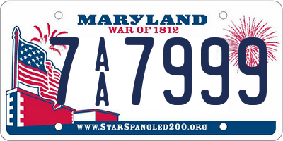 MD license plate 7AA7999