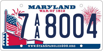 MD license plate 7AA8004