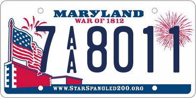 MD license plate 7AA8011