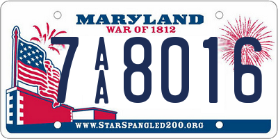 MD license plate 7AA8016