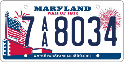 MD license plate 7AA8034