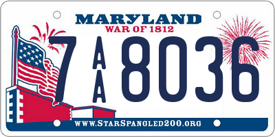 MD license plate 7AA8036