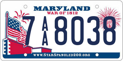 MD license plate 7AA8038