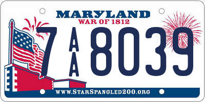 MD license plate 7AA8039