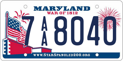 MD license plate 7AA8040