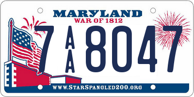 MD license plate 7AA8047