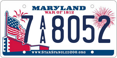 MD license plate 7AA8052