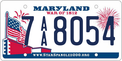 MD license plate 7AA8054