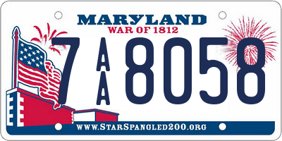 MD license plate 7AA8058