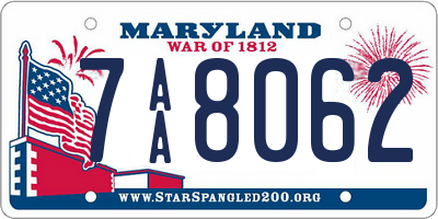 MD license plate 7AA8062