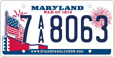 MD license plate 7AA8063