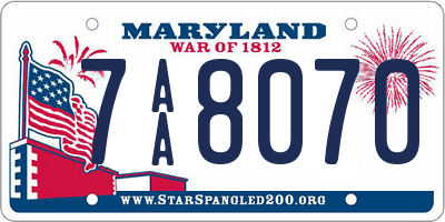 MD license plate 7AA8070