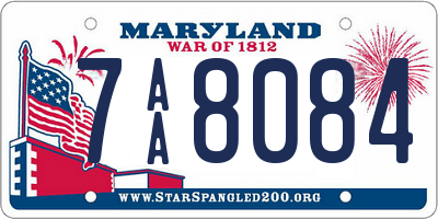 MD license plate 7AA8084