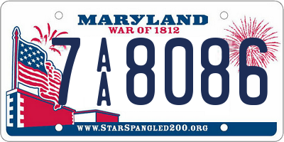 MD license plate 7AA8086