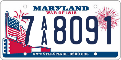 MD license plate 7AA8091