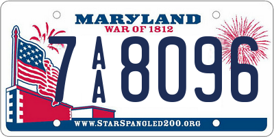 MD license plate 7AA8096