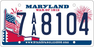 MD license plate 7AA8104